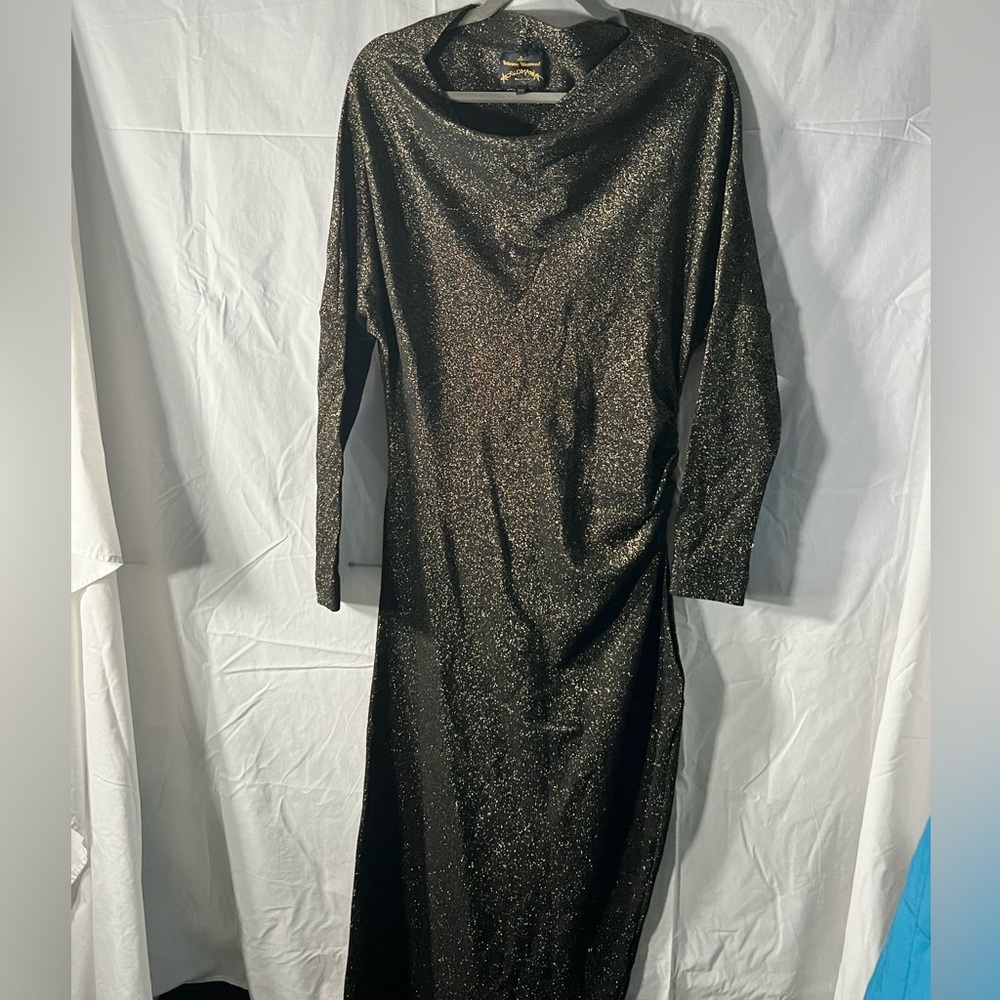 Vivienne Westwood Anglomania dress in metallic bronze brown color